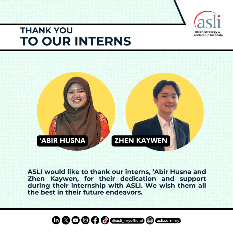 Farewell and Best Wishes to Our Interns 🌟

ASLI would like to extend our heartfelt gratitude to 'Abir Husna and Zhen Kaywen for their dedication and support throughout their internship journey with us.

May your paths be filled with growth, learning, and achievement. Keep shining bright!

Stay connected with us: https://linktr.ee/asli_myofficial