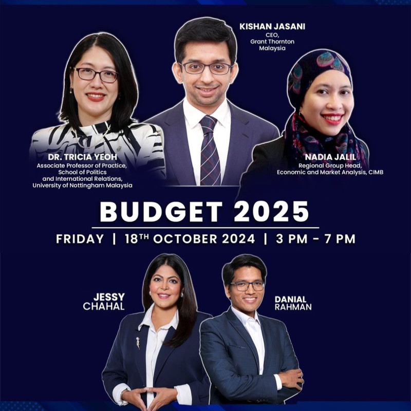 Pre & Post Budget 2025 Analysis 

📊 Don’t miss an exclusive analysis of Budget 2025 this Friday, October 18th, from 3 PM to 7 PM on Bernama TV! 🎥✨

Hosted by Danial Rahman (CEO, Asian Strategy and Leadership Institute) and Jessy Chahal (BERNAMA TV Host), this in-depth discussion features insights from:
- Dr. Tricia Yeoh (Associate Professor of Practice, School of Politics and International Relations, University of Nottingham Malaysia)
- Kishan Jasani (CEO, Grant Thornton Malaysia)
- Nadia Jalil (Regional Group Head, Economic and Market Analysis, CIMB)

Don’t miss your chance to hear expert analysis and commentary on Budget 2025!

🔗 Watch us live on:
- Facebook: https://www.facebook.com/BernamaTV/?locale=ms_MY
- YouTube: https://www.youtube.com/channel/UCcZg5r9hBqK_VPUT2I7eYVw

#Budget2025 #BernamaTV #EconomicInsights #ASLI