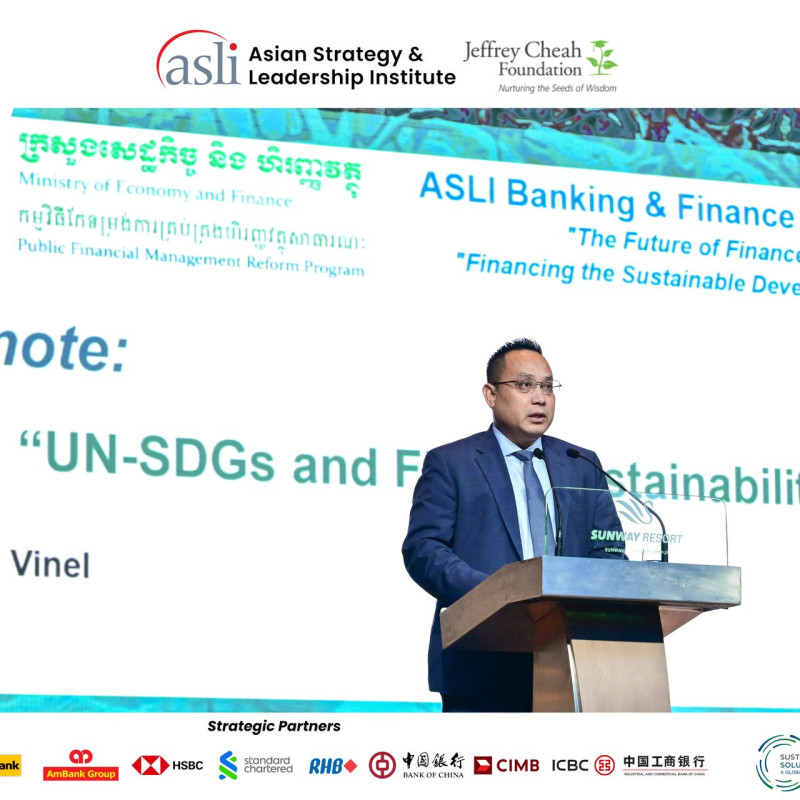 ASLI Banking & Finance Summit 2023 Highlights

Closing Keynote Address by:
H.E. Yeth Vinel, Under-Secretary of State, Ministry of Economy & Finance, Cambodia

Title: UN Sustainable Development Goals & Fiscal Sustainability 

Follow ASLI on social media: https://linktr.ee/aslimyofficial